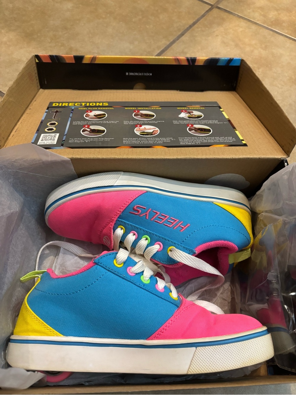 Heelys Kids Blue, Pink & Yellow Roller Sneakers